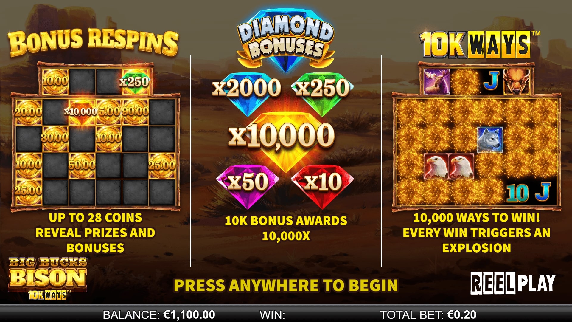 Big Bucks Bison 10K Ways Screenshot